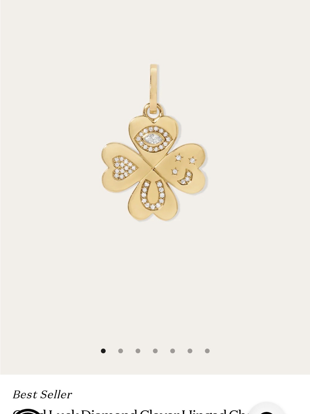 Adina Reyter Good Luck Diamond Gold Hinged Charm